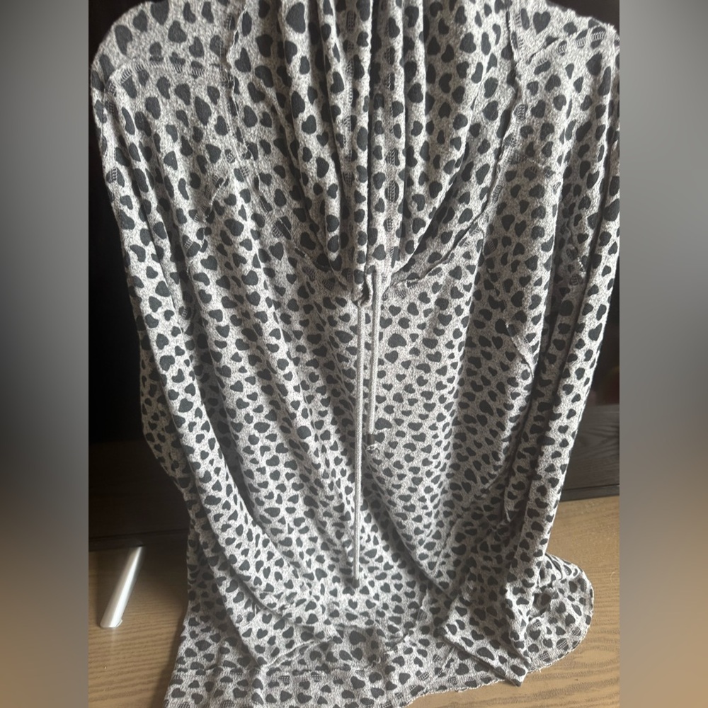 Gray and Black Leopard Print Hoodie